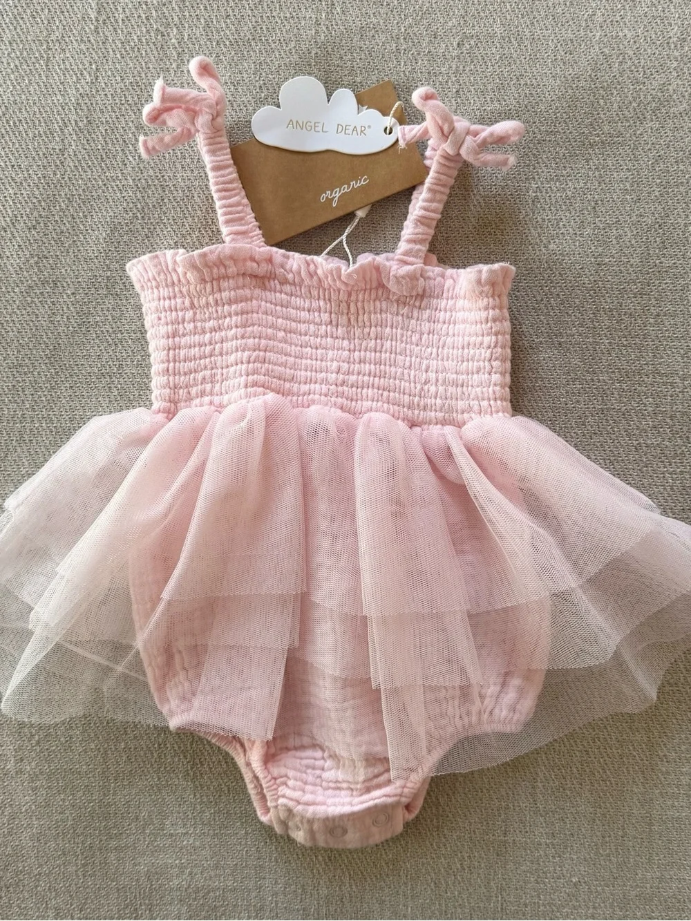 🩰NWT Angel Dear Organic Muslin Tutu Bubble Romper Pink Size 0-6M Baby Girl 🩰